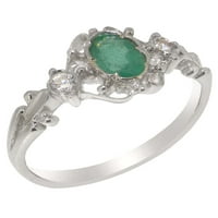 Ženski jubilarni prsten od srebra izrađen u Velikoj Britaniji s prirodnim smaragdom i kubičnim cirkonijem - opcije