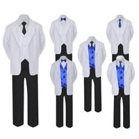 5- formalno crno bijelo odijelo Set Royal Blue Bow Dugi kravat dječak Dječak Djeca djeca sm- tinejdžer