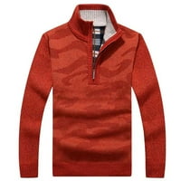 KPOPLK CREW vratni džemperi za muškarce ležerno prugasto pulover Toplo jesen zima narančasta, xxl