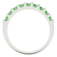 1. CT briljantni okrugli rez simulirani zeleni dijamant 18K BIJELO ZLATNO STACKABLE SZ 9