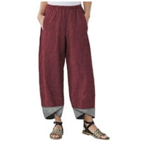 Bljesak odabire ženske hlače žene casual pamučne posteljine solidne patchwork nepravilne labave hlače.