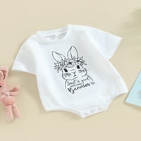 Uskršnja odjeća za novorođenčad; kombinezon za djevojčice s printom zeca s kratkim rukavima; ljetni bodi za bebe,