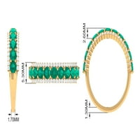 Smaragdni prsten okruglog reza 1. Karat za pola vječnosti s moissanitom, ženski smaragdni prsten za pola vječnosti,