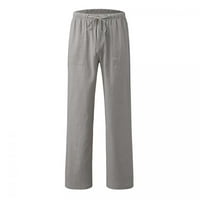 Muške ljetne Ležerne hlače od pamuka i lana s elastičnim strukom, ravne hlače širokih nogavica, lagane udobne