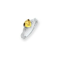 prsten od citrina od bijelog zlata od 14 karata s pravim dijamantom