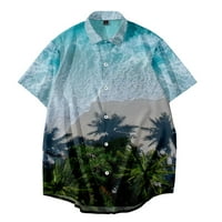 Havajska majica kratkih rukava s printom kokosovog drveta, košulje na plaži na kopčanje za odrasle i djecu