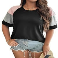 Ženske majice plus veličine, majica s okruglim vratom 1, Crna