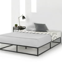 Metalni krevet s platformom od 10 s drvenim letvicama, Crni, MPN