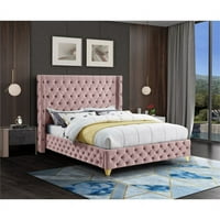 Namještaj Meridian plašt ružičasti baršunasti bračni krevet