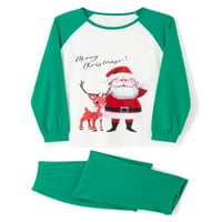 Gureui božićna pidžama za obitelj, dugi rukav Djeda jelene s jelenom Raglan vrhovi + čvrste hlače u boji set