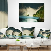 Dizajnirati prekrasno jezero zelenih planina - pejzažni tiskani jastuk za bacanje - 18x18