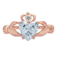 Prsten od ružičastog zlata od 18 karata s prozirnim imitiranim dijamantom izrezanim srcem od 9,75 inča