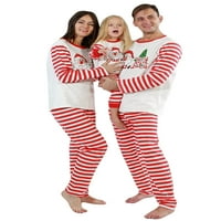 Identične obiteljske božićne pidžame, klasični prugasti vrhovi Djeda Mraza s dugim rukavima + hlače s elastičnim