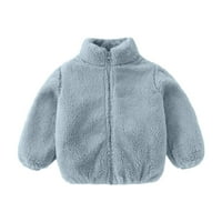 Zimska jakna mališani dječaci djevojčice plišana debela topla čvrsta boja zip up fleece kaputi djeci dječja odjeća