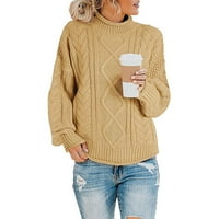 Ženski pulover s visokim vratom, pleteni pulover s dugim rukavima, majice s džemperom, pleteni pulover s dugim