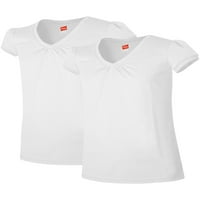 Hanes Girls Shorred Shirred V-Neck Osnovne majice, 2-pak, veličine 4-16