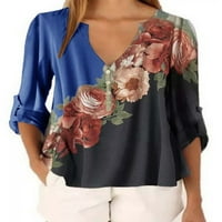 + Ženska šifonska košulja s cvjetnim printom Plus size, vrhovi u boji, široka bluza dugih rukava
