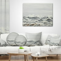 Dizajnerski jastuk sa sivim morskim valovima - morski krajolik-12.20