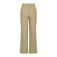 Plus size pamučne lanene hlače ženske ljetne Ležerne ravne hlače visokog struka s kravatom lagane hlače za plažu