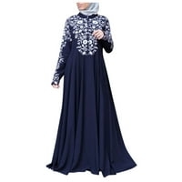 Ženske haljine kratke rukave ljeto kaftan arapski jilbab abaya čipka u šivanje maxi casual haljina plava l