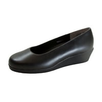 Ženske cipele sa širokim kožnim klinovima u crnoj boji 8,5