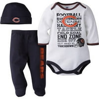 Chicago Bears Boys Boys Bodysuit, Pant and CAP odjeće, 3-komad