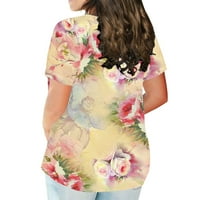 Ženske majice s cvjetnim printom Plus size, modne ljetne Ležerne tunike s okruglim vratom i kratkim rukavima s