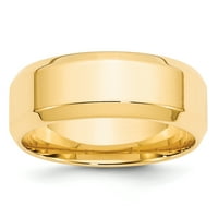 14k žuti zlatni prsten s kosim rubom udobnog prianjanja, veličina 7