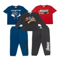 Grafičke majice i jogger hlače Avengers Boys Heroes, 5-komadić, veličine 4-18