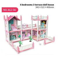 Igračka za set za lutke - pretvarajte se da igrate kuću sa sobama i dodacima za namještaj za djecu u dobi od 4-