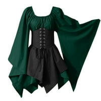 Zimska haljina truba rukav irska haljina košulja s korzetom tradicionalna haljina gotička retro rukava dugih rukava