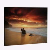 Plaža valovi platno umjetnička plaža zalazak sunca slika zidna umjetnost plaža pejzaž uokvireni slikati zidni