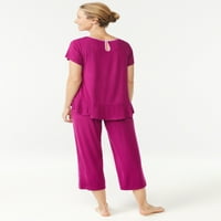 Ženski set za spavanje u obliku kapice i Capri hlače od 2 komada, veličine od 9 do 3 inča