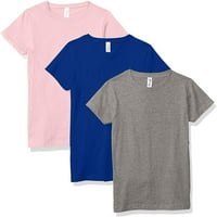 Jednobojne majice za djevojčice s okruglim vratom od pamuka, tamno ružičaste vrijeske
