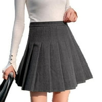 Hanas modne čarape Žene Solid Color Visoki struk, suknja suknja vunena kratka suknja suknja suknja siva xl