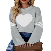 Ženski pulover džemperi casual široki pulover srca dugih rukava pleteni džemper vrhovi za Valentinovo