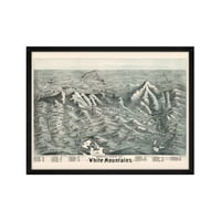 Karta Bijelih planina-uokvirena Vintage Karta Bijelih planina-Karta Bijelih planina iz ptičje perspektive novog