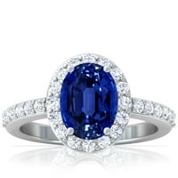Rođeni kamen u obliku zuba-tradicionalni ovalni prsten od plavog safira u obliku dijamanta u obliku zuba