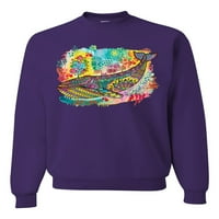 Divlja Bobby Rainbow oslikana plavim kitovima Dean Russo Design Dizajn životinjskog ljubavnika Unise Crewneck