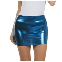 Ženska mini suknja od A-liste sa sjajnim metalnim sjajem-Teal-Plus size