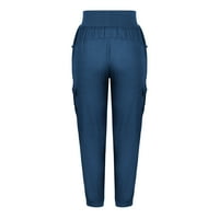 Ženske Capri hlače na rasprodaji modne ženske Ležerne jednobojne rastezljive široke hlače ravne široke hlače s