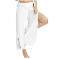 A. M. / Ženske pamučne kratke hlače ravnih nogavica, ženske Ležerne duge široke hlače u bijeloj boji od 5 inča