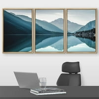 zidno platno uokvireno tiskanim zidnim umjetničkim setom 2 Plava planina šuma jezero priroda Divljina fotografija
