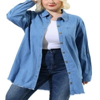 Jedinstvene ponude juniorke 'plus veličine chambray gumb Down traper košulja jakna