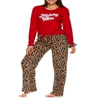 Sleep & Co. Women's & Women's Plus dugi rukavi, pidžama Pant i Scrunchie set