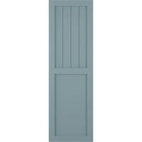 Ekena Millwork 12 W 37 H TRUE FIT PVC Farmhouse kombinacija ravne ploče Fiksna nosača, mirna plava