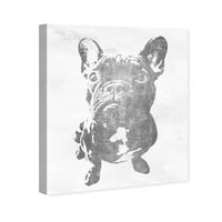 Wynwood Studio životinje zidne umjetničke platnene platnene pse i štenad Frenchie Silver - sivi, bijeli