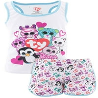 Kratki set sportske mrežaste pidžame za djevojčice, Bijela 10 12