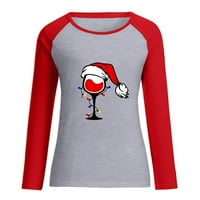 Božićni pulover za žene novitet Duksevi u boji s božićnim printom grafička majica s proljetnim božićnim krpicama