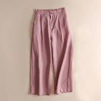 ;/ Ženske pamučne lanene hlače Plus Size, ljetne hlače s elastičnim strukom, Ležerne udobne hlače s kravatom,